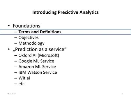 Introducing Precictive Analytics