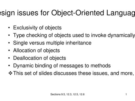 Design issues for Object-Oriented Languages