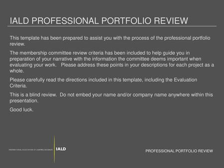 PROFESSIONAL PORTFOLIO REVIEW