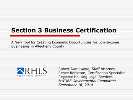 Section 3 Business Certification