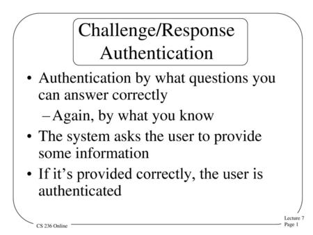 Challenge/Response Authentication