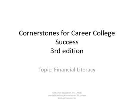 Cornerstones for Career College Success 3rd edition