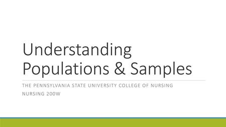 Understanding Populations & Samples