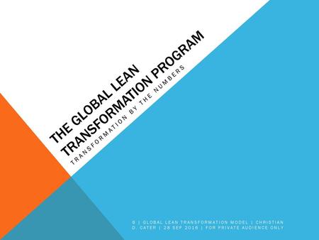 The Global Lean Transformation Program