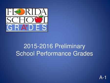 Preliminary School Performance Grades