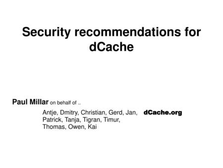 Security recommendations for dCache