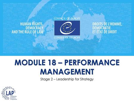 MODULE 18 – PERFORMANCE MANAGEMENT