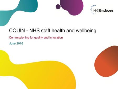 CQUIN - NHS staff health and wellbeing