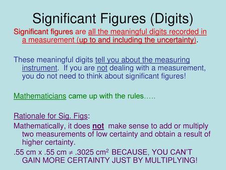 Significant Figures (Digits)