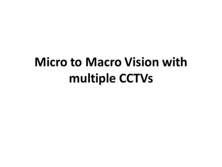 Micro to Macro Vision with multiple CCTVs. CCTV is a familiar word in these recent times. It stands for Closed Circuit Television. It acts as a witness.