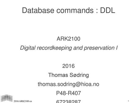 Database commands : DDL