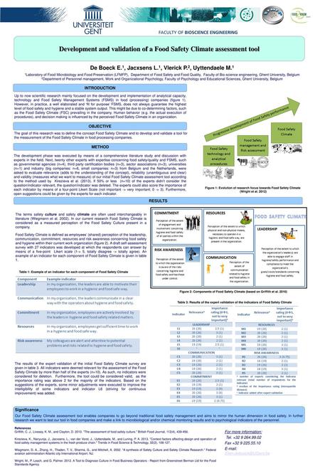 Development and validation of a Food Safety Climate assessment tool