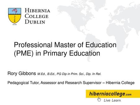 Professional Master of Education (PME) in Primary Education