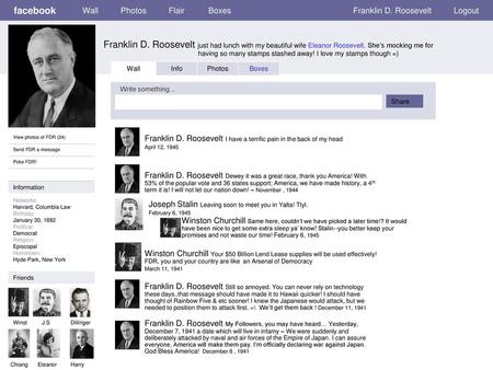 facebook Wall Photos Flair Boxes Franklin D. Roosevelt Logout