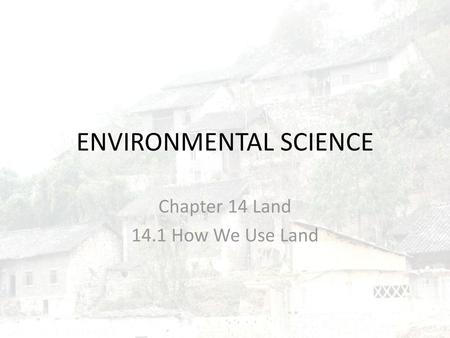 ENVIRONMENTAL SCIENCE