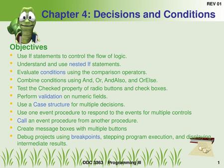 Chapter 4: Decisions and Conditions