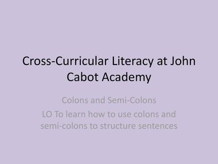 Cross-Curricular Literacy at John Cabot Academy