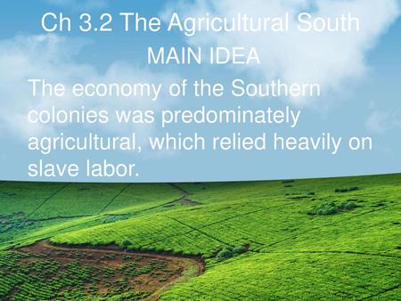 Ch 3.2 The Agricultural South