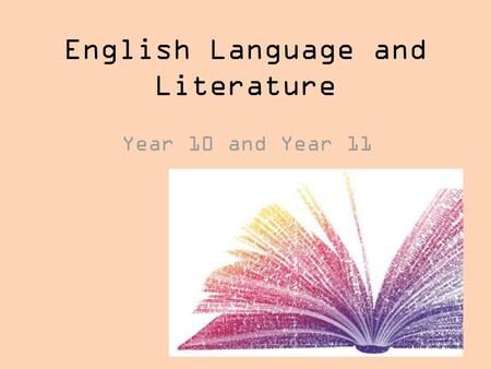 English Language and Literature