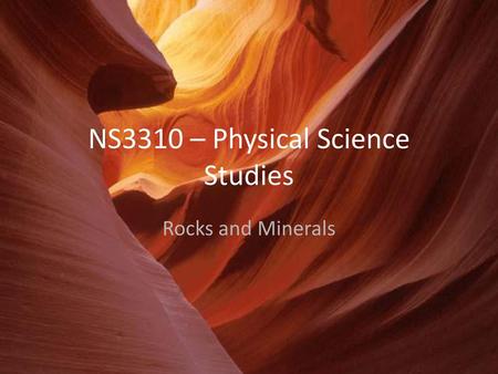 NS3310 – Physical Science Studies