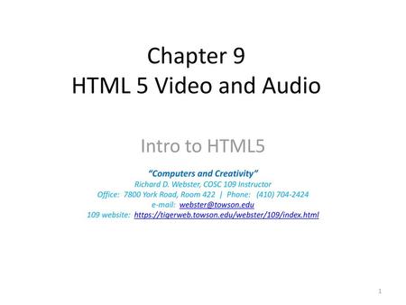 Chapter 9 HTML 5 Video and Audio