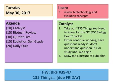 HW: BRF # Things… (due FRIDAY)