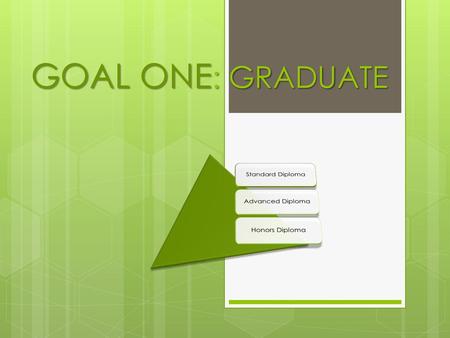 GOAL ONE: GRADUATE Standard Diploma Advanced Diploma Honors Diploma.