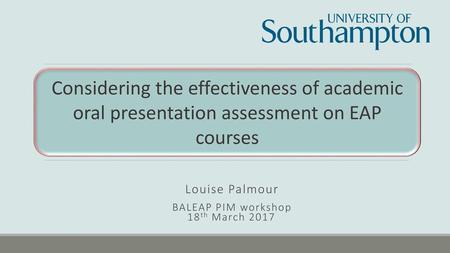 Louise Palmour BALEAP PIM workshop 18th March 2017