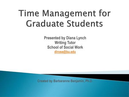 Time Management for Graduate Students