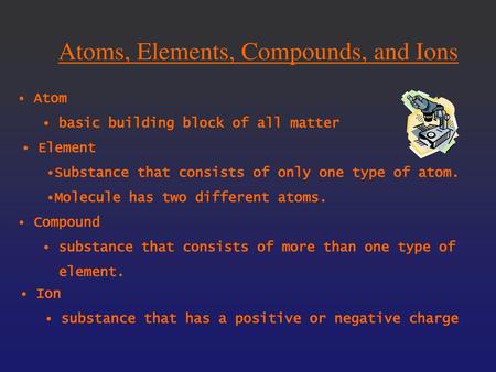 Atoms, Elements, Compounds, and Ions