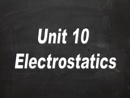 Unit 10 Electrostatics.