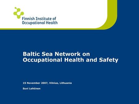 Baltic Sea Network on Occupational Health and Safety