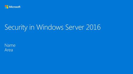 Security in Windows Server 2016