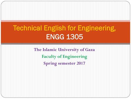 Technical English for Engineering, ENGG 1305