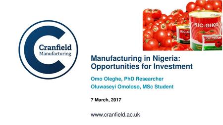 Manufacturing in Nigeria: Opportunities for Investment