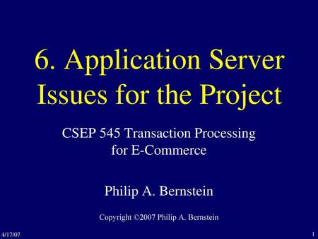 6. Application Server Issues for the Project