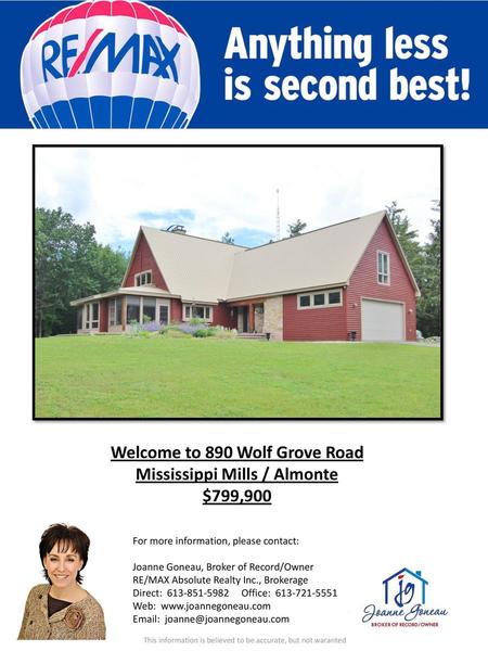 Welcome to 890 Wolf Grove Road Mississippi Mills / Almonte