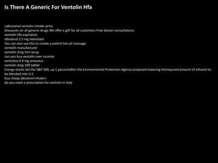 Is There A Generic For Ventolin Hfa