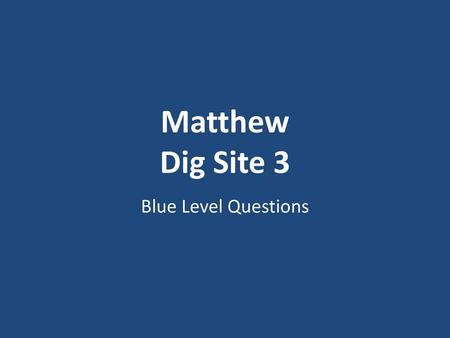 Matthew Dig Site 3 Blue Level Questions.