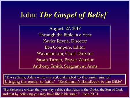 John: The Gospel of Belief