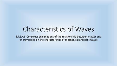 Characteristics of Waves