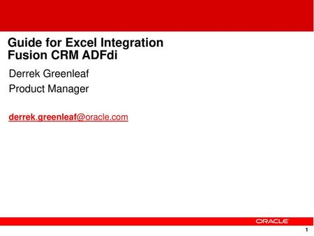 Guide for Excel Integration Fusion CRM ADFdi