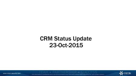 CRM Status Update 23-Oct-2015