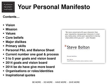 Your Personal Manifesto