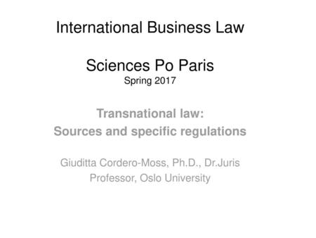 International Business Law Sciences Po Paris Spring 2017