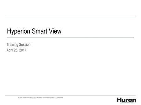 Hyperion Smart View Training Session April 25, 2017