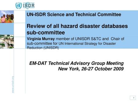 Review of all hazard disaster databases sub-committee