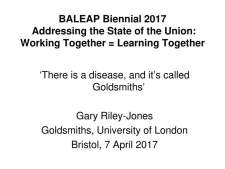 ‘There is a disease, and it’s called Goldsmiths’