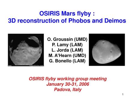 OSIRIS Mars flyby : 3D reconstruction of Phobos and Deimos