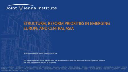 STRUCTURAL REFORM PRIORITIES in emerging Europe and central Asia